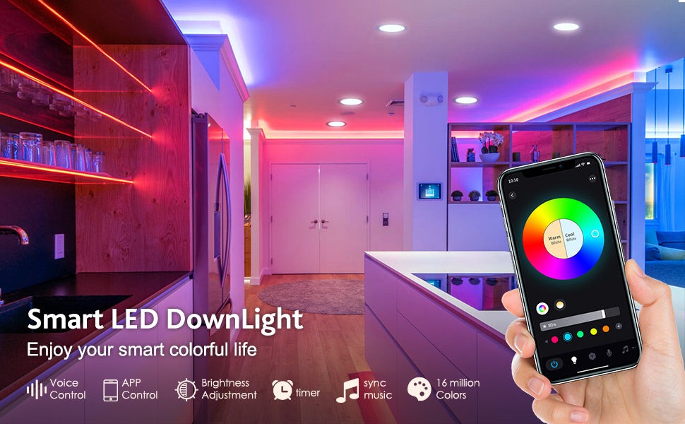 9w 6英寸智能LED嵌入式筒灯